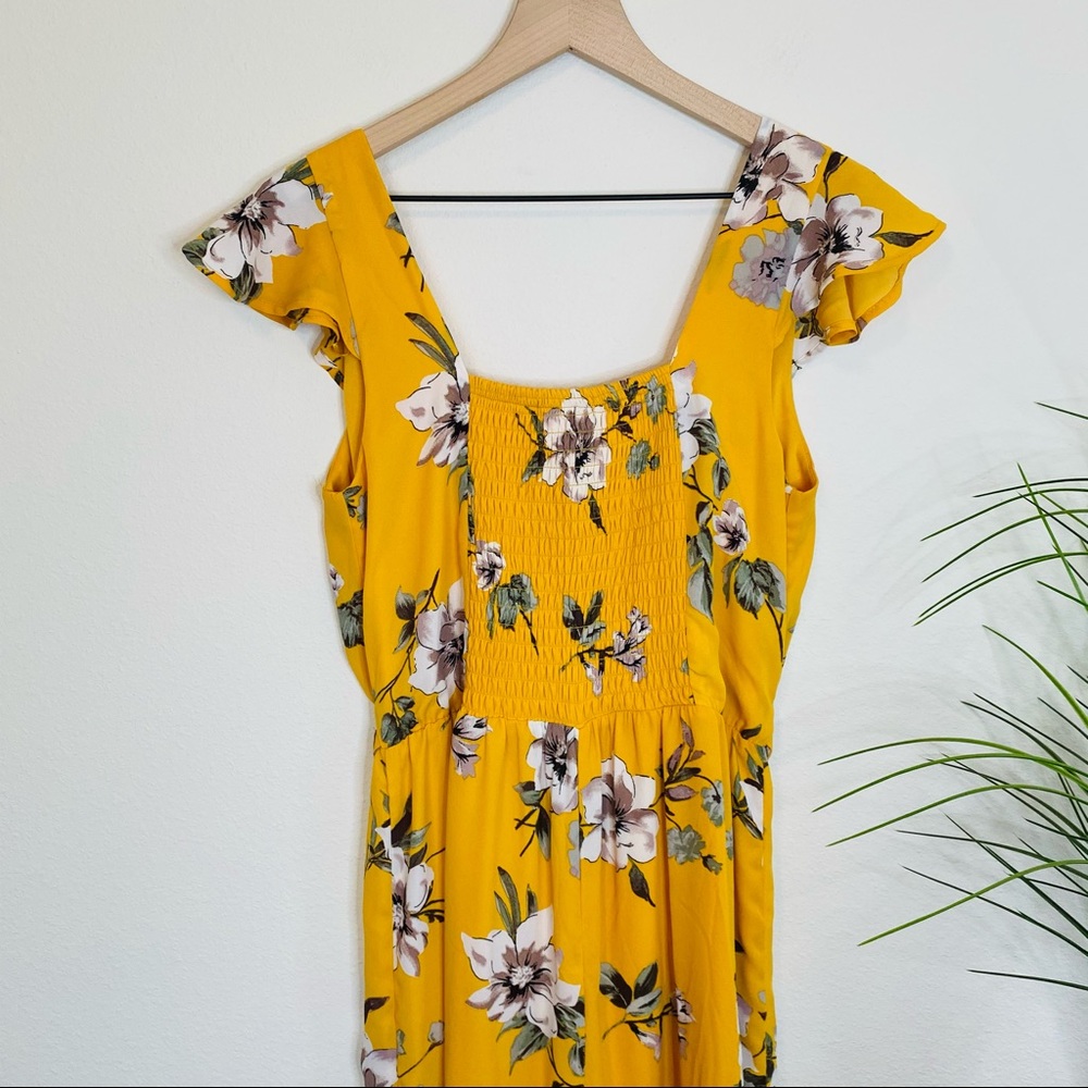 Yellow floral ruffle sleeve jumpsuit - Picture 8 of 9